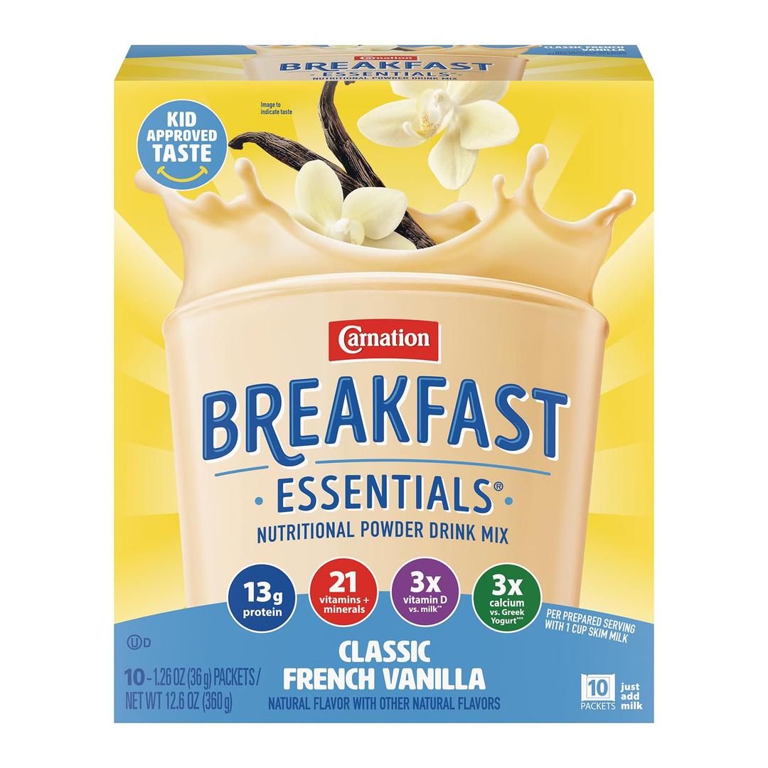 Carnation Breakfast Essentials Powder Drink Mix, Classic French Vanilla, 10 Count Box of 1.26 Ounce Packets (Pack of 6) BBD Jun 19 2026