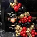 PartyWoo Red Black and Gold Balloon Arch Kit Garland 142pcs Different Sizes of 18 12 10 5 Inch Matte Black Red Metallic Gold Confetti Balloons for New Year's Eve Graduation Birthday Party Decorations