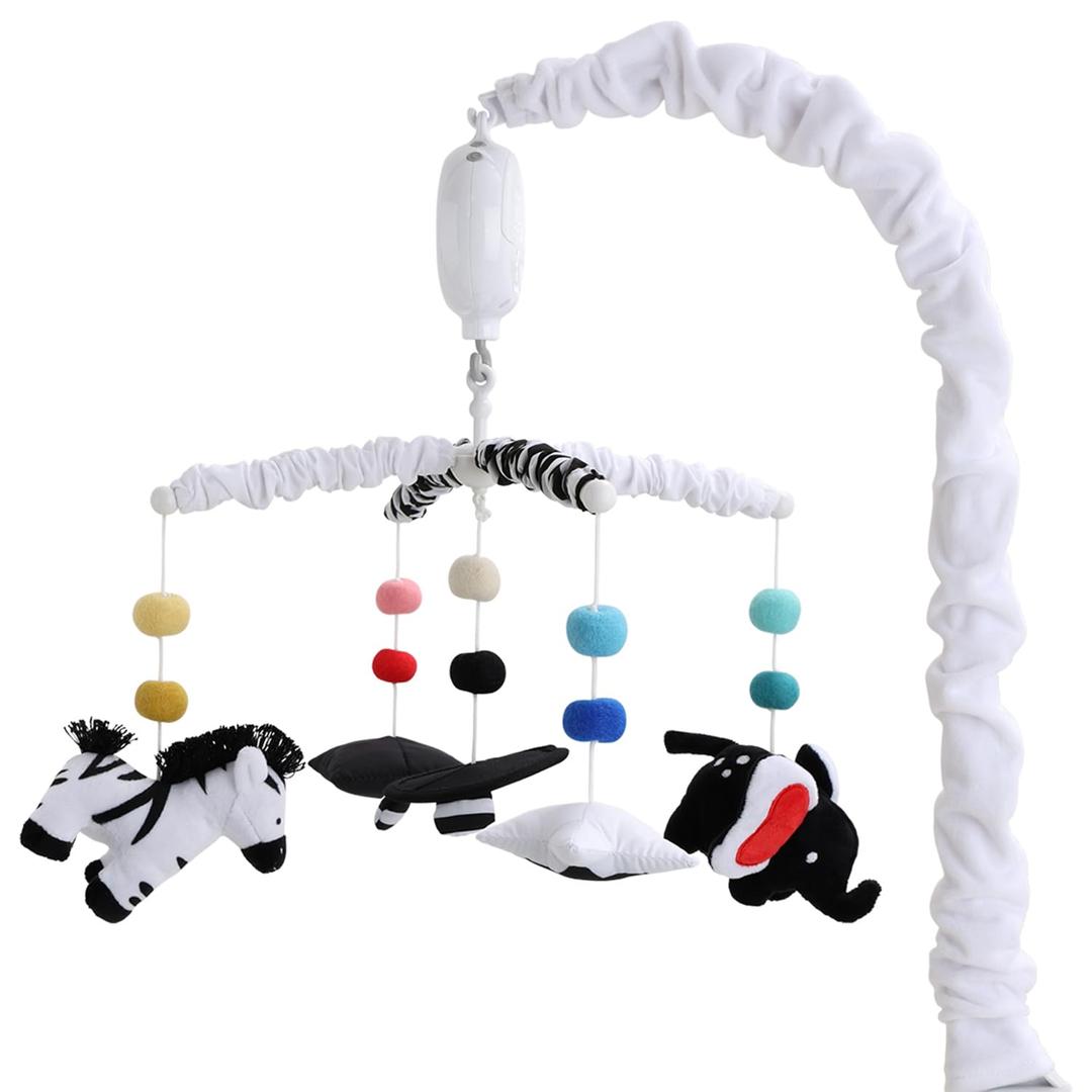 The Peanutshell Baby Crib Mobile for Boys & Girls, Musical, Montessori Nursery Mobiles, Black and White Crib Decor, High Contrast Mobile, Crib Toys Hanging, Crib Accessories Boy