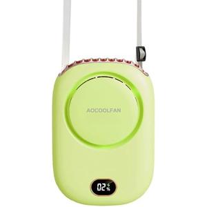 AOCOOLFAN Portable Neck Fan, Mini Small Personal Handheld Fan USB Rechargeable 3 Speed for Girls Boys Woman Eyelash Travel Home Office Outdoor (light green)