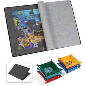 Becko US 1500 Piece Jigsaw Puzzle Board with 6 Trays & Cover, Foldable Puzzle Mat with Auxiliary Lines for Puzzle Storage Saver, Lightweight & Portable, for 1500 1000 750 500 Pieces Jigsaws Puzzles