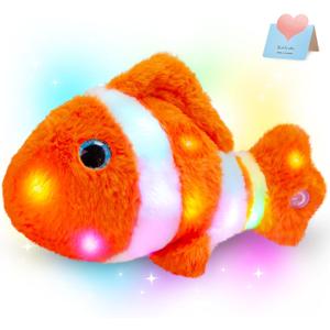 Glow Guards 12" Glowing Goldfish Plush Light Up Stuffed Animals Soft Plush Pillow Birthday Gifts for Toddler Kids Girls Boys (Orange)