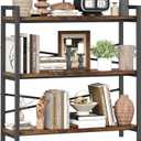 Book Shelf, 3 Tier Bookshelf 31.49" Width, Book Shelf Storage and Organization, Wooden and Metal Industrial Bookcase, Large Book Shelves for Home Living Room Bedroom Office Storage(Vintage), 3 Tier - 31.5" W