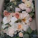 2 Pcs Wedding Arch Decorations, Wedding Arch Flowers Swag | Light Pink Silk Roses, Cream Ivory Blooms, Eucalyptus Greenery Swag, for Wedding Arches, Bridal Showers, and Baby Showers, 65*40cm and 45*30cm