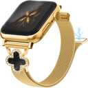 Joyozy Slim Metal Band Compatible with Apple Watch Band 38mm 40mm 41mm 42mm 44mm 45mm 46mm 49mm Skinny Magnetic Strap with Bling Charms, Cute Stainless Steel Band, Dressy Thin iWatch Bracelet for Women