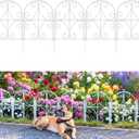 ShopLaLa Garden Fence (10 Panels) 12.5in(L) x 16.5in(H) Rustproof White Metal Decorative Curly Wire, Animal Barrier Fencing for Dogs, Flower Bed Edging Landscape Border Yard, Patio Outdoor Decor