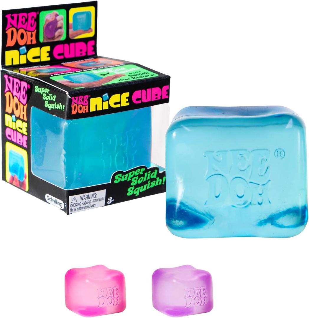 Schylling NeeDoh Nice Cube - Sensory Squeeze Toy with Super Solid Squish - 2.25" Cube - Color May Vary (Pack of 1)