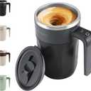 Mongdio Self Stirring Coffee Mug with Temperature Display, Rechargeable Stirring Mug, Automatic Self Stirring Cup with Lid, For Coffee, Milk and Other Beverages, Black (13.5OZ)