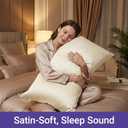 Q&J Fabric Co. Satin Pillowcase King, Beige Pillow Cases Set of 2, Smooth and Cooling Similar to Silk Pillowcases with Envelope Closure, King Size Pillow Covers for Hair Care, 20x36 Inch