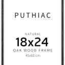 puthiac 18x24 Solid Oak Wood Picture Frame, No Mat, Wall Display Only, Vertical or Horizontal, Plexi Front, 1 Pack, Black