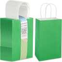 BLUE PANDA 25-Pack Green Gift Bags with Handles - Small Paper Treat Bags for Birthday, Wedding, Retail (5.3x3.2x9 In)