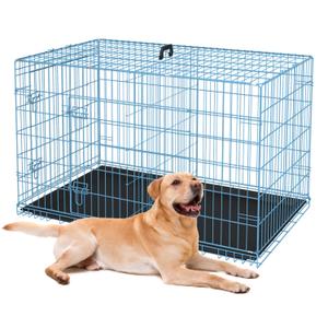 BestPet | Dog Crate | 36" | Blue | Foldable Metal Kennel with Double Doors