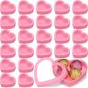 Wesiti 24 Pcs Small Heart Shaped Boxes with Window Valentine's Day Gift Boxes Plastic Storage Container for DIY Projects Presents Candy Jewelry Mother's Day Gifts (3.5 x 3 x 1.2 Inch,Pink)