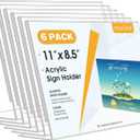 MaxGear Acrylic Sign Holder 8.5x11 Inches Horizontal 6 Pack, Slant Back Clear Tabletop Display Stands for Flyers Menus Documents, Landscape Sign Frames