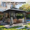 13x13 Outdoor Patio Gazebo with Mosquito Nettings - Double Roof Pop Up Canopy Tent with Wheeled Carry Bag, for Backyard Deck Lawns Garden (Gray, 13X13)