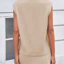 Fisoew Womens 2 Piece Skirt Sets Summer Sleeveless Half Zip Sweatshirt Athletic Skorts Tennis Outfits Casual Sweatsuits (Beige, S)
