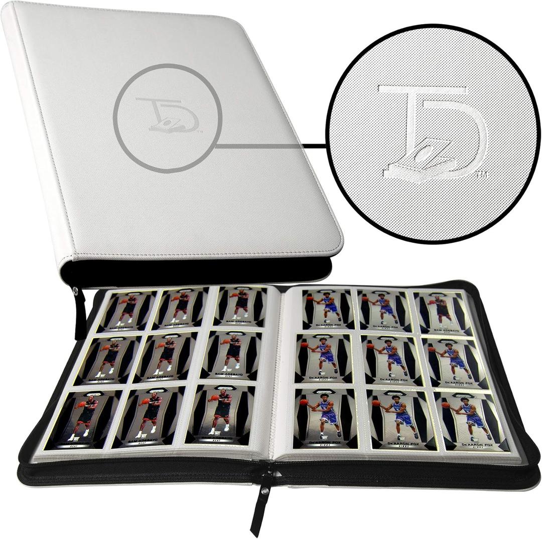 TopDeck 500 Card Ringless Zip Binder Pro - 9-Pocket Pages Side Load Sleeve TCG Storage Portfolio, Compatible with Pokemon, Yu-Gi-Oh, One Piece, MTG, Comic Trading Collectible Cards - White