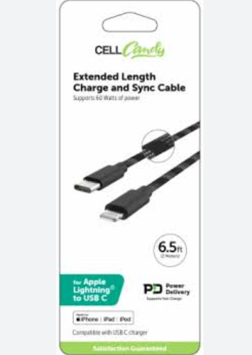 NEW Apple Quick Charge Cable to USB C Extended Length 6.5 Foot Black