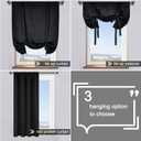 DONREN Black Balloon Shades Blackout Curtain - Adjustable Thermal Insulated Tie Up Curtain Panel for Kitchen (34 W x 54 Inches Long,1 Panel)