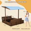 Kids' Outdoor Wooden Sandbox with Id,Sand Box with Toy Storage Box,Kids Play Equipment Sand Protection Bottom Liner Included 47X47in. (Brown), 47.2 inches x 47.2 inches x 46 inches