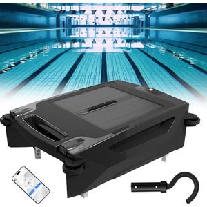 Automatic Solar Pool Cleaning Robot with Obstacle Avoidance, Pool Surface Skimmer Robot, 2 Speed, 2 Charging Modes, Skimmer for Swimming Pool Surface for All Swimming Pool