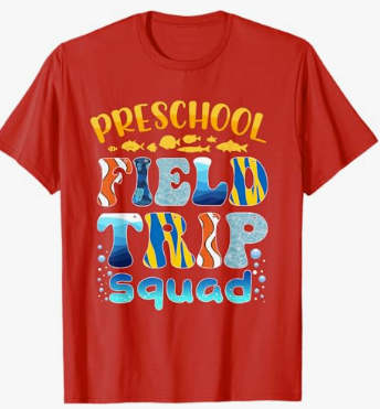 Preschool Aquarium Field Trip Squad Preschool Field Day T-Shirt (Small, Black)