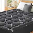 Mattress Pad King Size, Cooling Pillow Top Mattress Topper, Ultra Soft Viscose from Bamboo, Breathable for Hot Sleepers, Deep Pocket 8"-20", Black