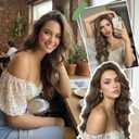 Hair Toppers for Women Thinning Hairs 24 Inch Long Layered Topper Curly Synthetic Wiglets Pieces Hand-Tied Hairline Synthetic Clip on Hair Topper for Women Dark Brown Mix Golden Brown