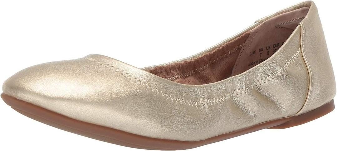 Women's Belice Slip On Ballet Flat (7 Wide, Gold)