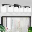 6-Light Black Vanity Lights for Bathroom, Modern Bathroom Vanity Lighting Fixtures Over Mirror, Bathroom Light Fixtures for Bathroom Mirror, Living Room, Hallway, Vanity Table, E26 Base