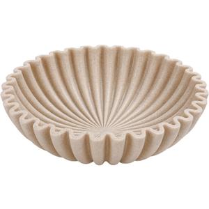 YMXYJM Large Decorative Bowl, Modern Handicraft Bowls for Home Decor, Fruit Bowl for Kitchen Counter, Ruffle Decor, Stylish Key Bowl for Entry Table, Artificial Stone Beige