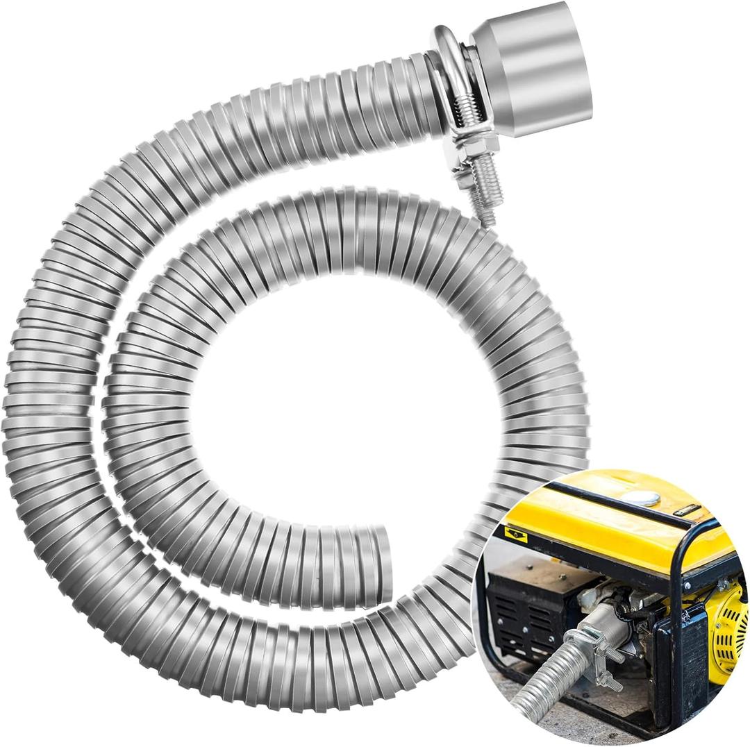 MorningRo 1 Set Generator Exhaust Extension Silencer Kit Universal Generator Muffler Silencer Kit 1 Inch Steel Exhaust Extension 3 Foot Length for Efficient Noise Reduction and Safe Exhaust Design