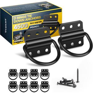 10 Pack D Rings Tie Down Anchors Heavy Duty Steel 4500 Pound Breaking Strength Tie Down Anchors Hooks for RV BoatsCamper Pickup Trailer Truck Bed|D-Ring Tie Down Anchors Hooks for Trailer Accessories