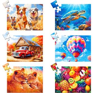 24 Large Piece Puzzle for Seniors 6 Pack Puzzles Dementia Alzheimer's Products and Activities for The Elderly Adults Puzzle Alzheimer's Easy Puzzles Gift Memory Games for Patients, 6 Storage Bag