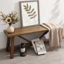 Wnutrees 43" Farmhouse Wood Bench, Narrow Bench, Long Bench Seat for Entryway, Living Room, Dining Room, Solid Wood, Natural