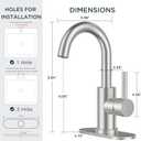 FORIOUS Single Handle Bathroom Sink Faucet 1 or 3 Hole Brushed Nickle, 360 Swivel Gooseneck Spout, Lead-Free, with cUPC Hose and Metal Pop Up Drain, Suitable for Bar Kitchen RV Vanity (Stainless Steel)