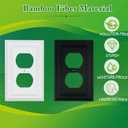 Pure White Decorative Outlet Covers Wall Plates, Bamboo Fiber Light Switch Covers, Natural Material Electric Receptacle Switch Plate Outlet Cover of various styles (1 Gang Duplex 4 Pack)