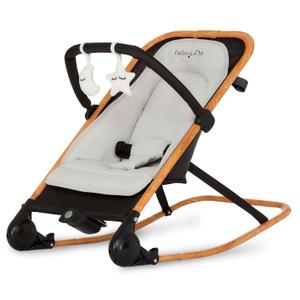 Dream On Me Rock On Me 2-in-1 Baby Rocker and Stationary Seat, Adjustable Recline, Gentle Music & Vibration, 3-Point Safety Harness, Detachable Toy Bar, Folds Compact for Travel Black & Grey