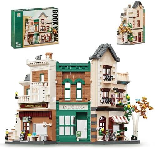QLT Book Nook Building Set with LED, Modular Building Block Sets Compatible with LegoIdeas Modular Building Sets (1194 Pcs), Bookend Adult Building Set for Adults and Kids