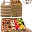 ganfaner Large Cardboard Pastry Boxes with Lids Bulk Pack, Travel Charcuterie Board 40 PK, Disposable Catering Platterbox for 5-8 People, Sturdy Takeout Containers for Picnic Box To-Go 15"x10"x3.5"