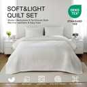 XL King Quilt Set 108"x98" Soft Washed 3-Layer Lightweight Bedspread with Multi-Lock Quilting, Minimalist Nordic Bedding, All-Season Quilt for Spring & Summer (1 Quilt + 2 Pillow Shams),Cream White