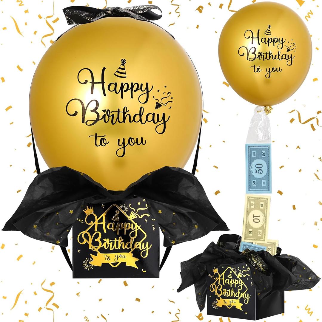 Sumind Birthday Pull Money Balloon Box for Cash Funny Money Balloon Surprise Kit Pull out Cash Holder Gift Box Birthday to You Surprise Gifts for Women Mother Girlfriend Wife(Classic Style)