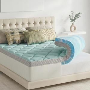 Novilla Dual Layer Memory Foam Mattress Topper with Cooling Mattress Pad Cover for Hot Sleeper, Gel Memory Foam Back Pain Relief, Breathable & Certi-Safe, Twin (Blue)