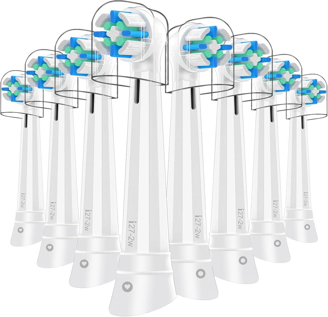 8 Pcs IO Replacement Heads Compatible with Oral B IO 2/3/4/5/6/7/8/9/10/Deep Clean Series Electric Toothbrushs, Toothbrush Heads with Medium Bristles Compatible with Oral B IO (White)