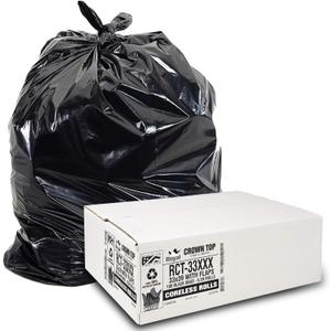 Aluf Plastics RCT-33XXX Heavy Duty 33 Gallon Trash Bags (Huge 100 Ct. /w Flap Ties) - 2 MIL equiv. Thick Gauge Large Black Plastic Garbage Liners for Kitchen, Home. Outdoor, Lawn, Yard, Contractors, Brute/Rubbermaid cans