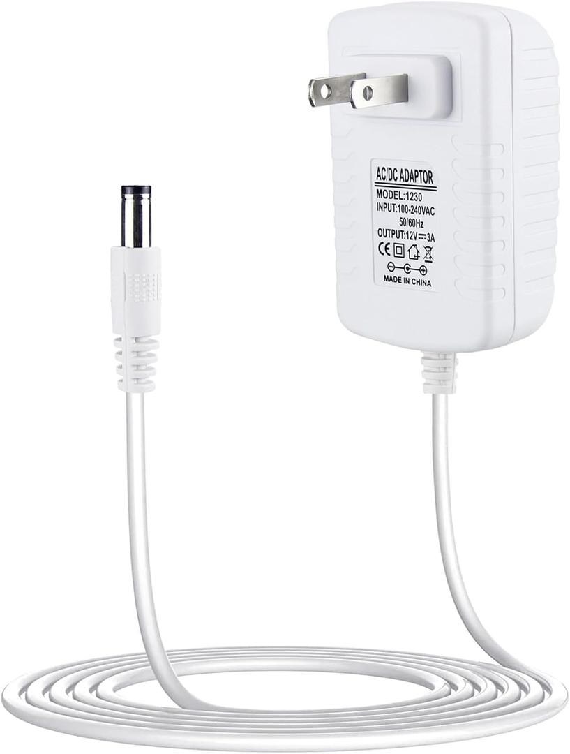 12V 3A Power Cord Replacement for 4moms mamaRoo 4, RockaRoo Baby Swing, AC Adapter Charger White