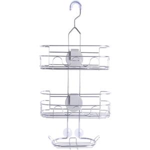 Kenney KN614124 Easy Slide 4-Way Adjustable Shower Caddy, 25.5" L x 12.25" W x 5" D Rust-Resistant Configurable Metal 2-Shelf Hanging Caddy with Soap Dish, Suction Cups and Razor Holders, Chrome