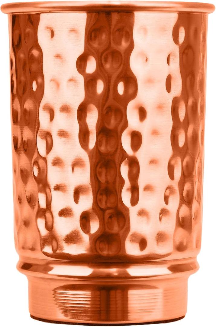 100% Pure Copper Tumblers |BPA Free| No coating| Lacquer Free| Handcrafted Hammered Ayurvedic Glasses | 350 Ml/11.8 OZ Water Cups for Health, Detox & Hydration | Gift Box Incuded