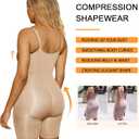 SHAPERX Shapewear for Women Tummy Control Bodysuit Mid Thigh Body Shaper Shorts for a Lifted Look, XXS/XS