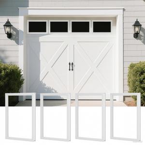 4 Pcs Garage Door Windows, 21"×14" Replacement Vinyl Windows Inserts Kit with UV Resistant Resin Glass, Garage Door Windows Inserts for Exterior Garage Doors, Clear Design (Style2)